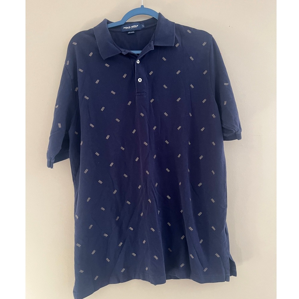Polo Golf Ralph Lauren Mens Navy Blue Embroidered Cotton Polo Shirt Large
